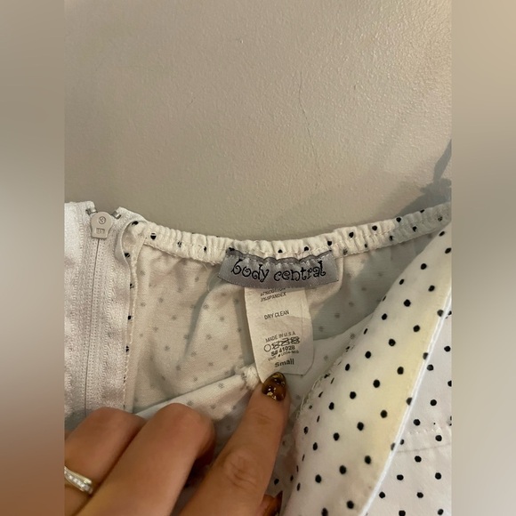 Y2K Vintage Strapless White Bodycon with Black PolkaDots - Picture 3 of 5